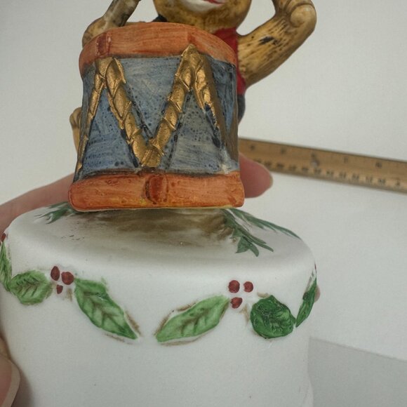 Vtg Christmas Windup Musical Teddy Bear Figurine‎ Jingle Bells Song Ceramic - Picture 6 of 9